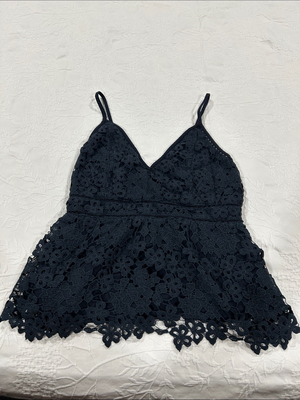 Abercrombie & Fitch Black Floral Lace Peplum Camisole